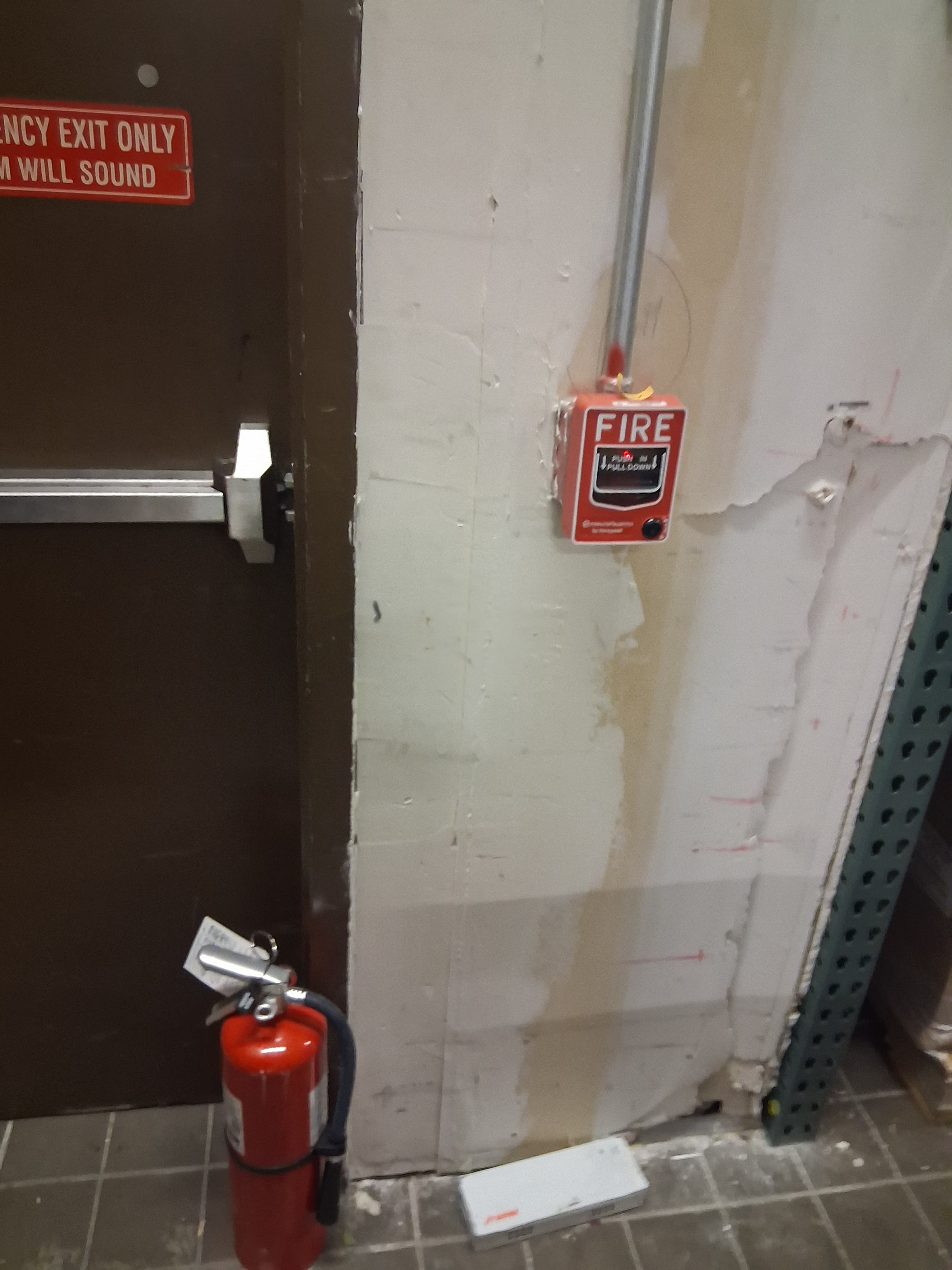 Commercial drywall damage before repair