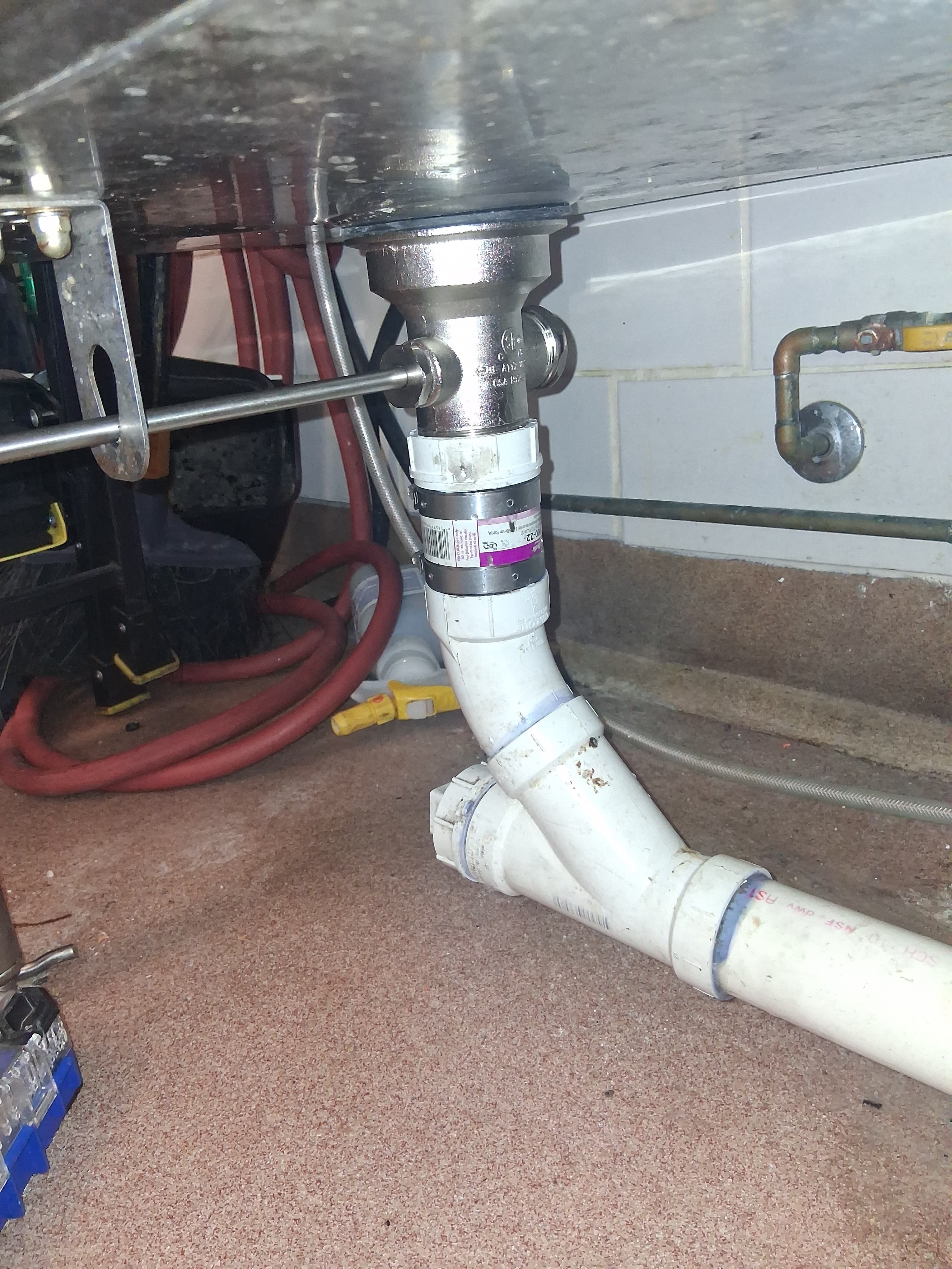 Completed commercial kitchen sink drain