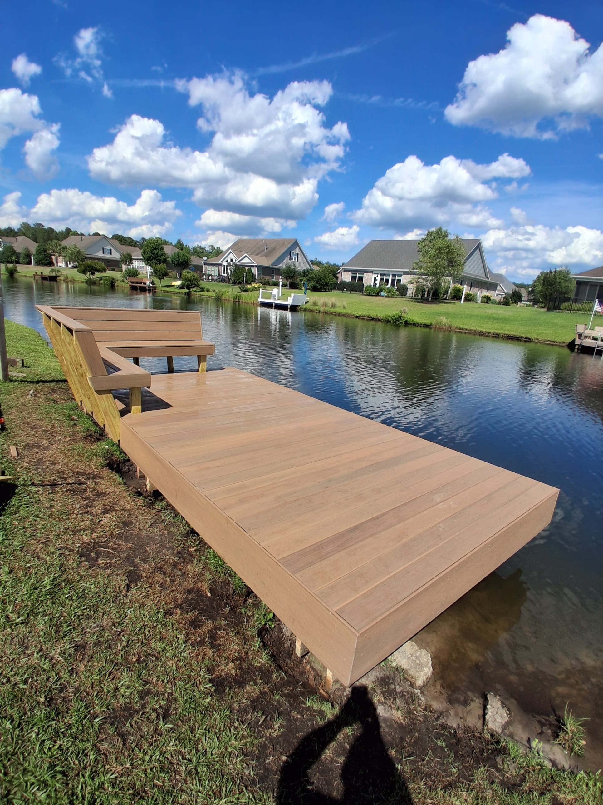 Completed residential dock with composite decking