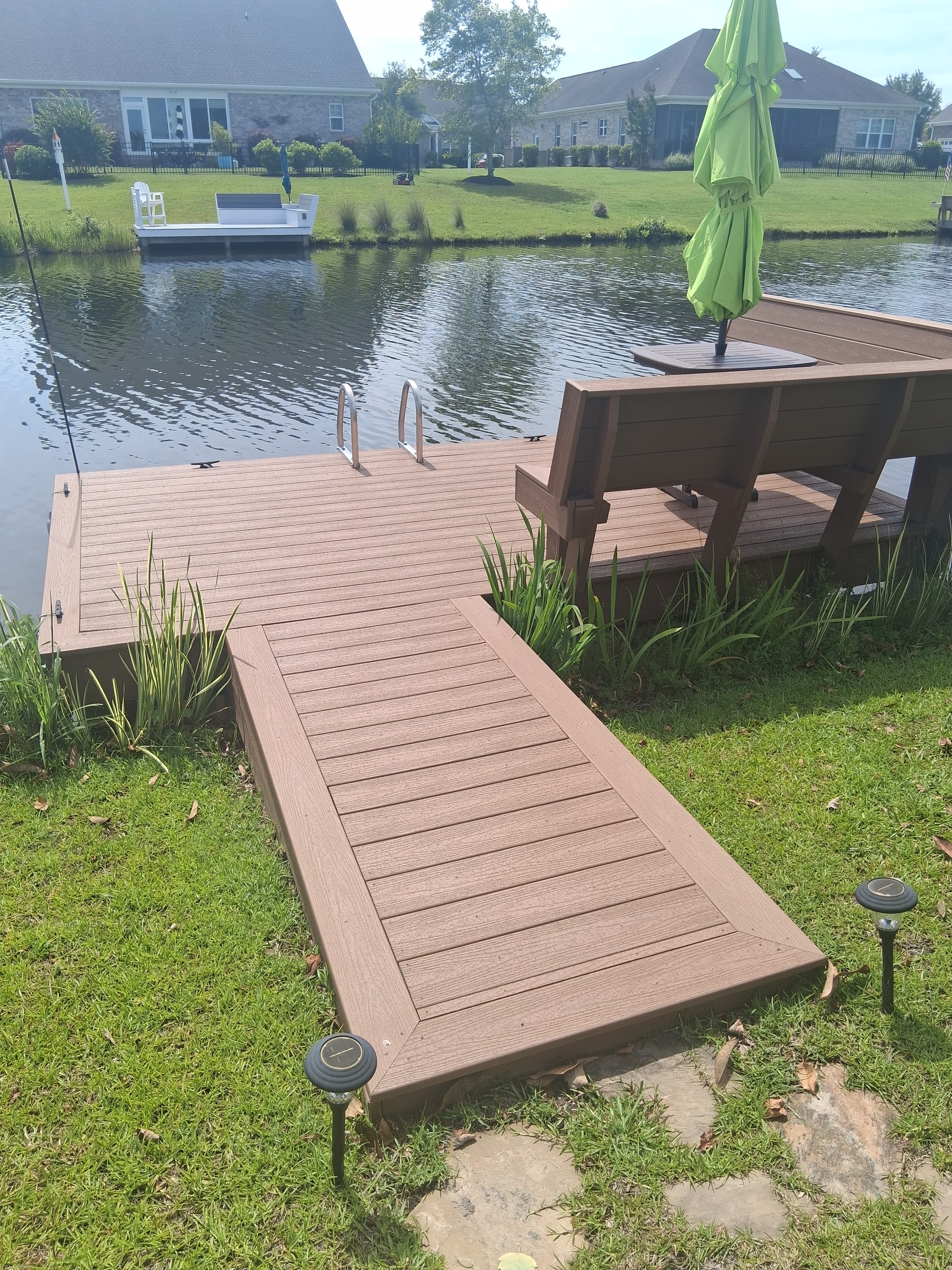 Completed residential dock with composite decking