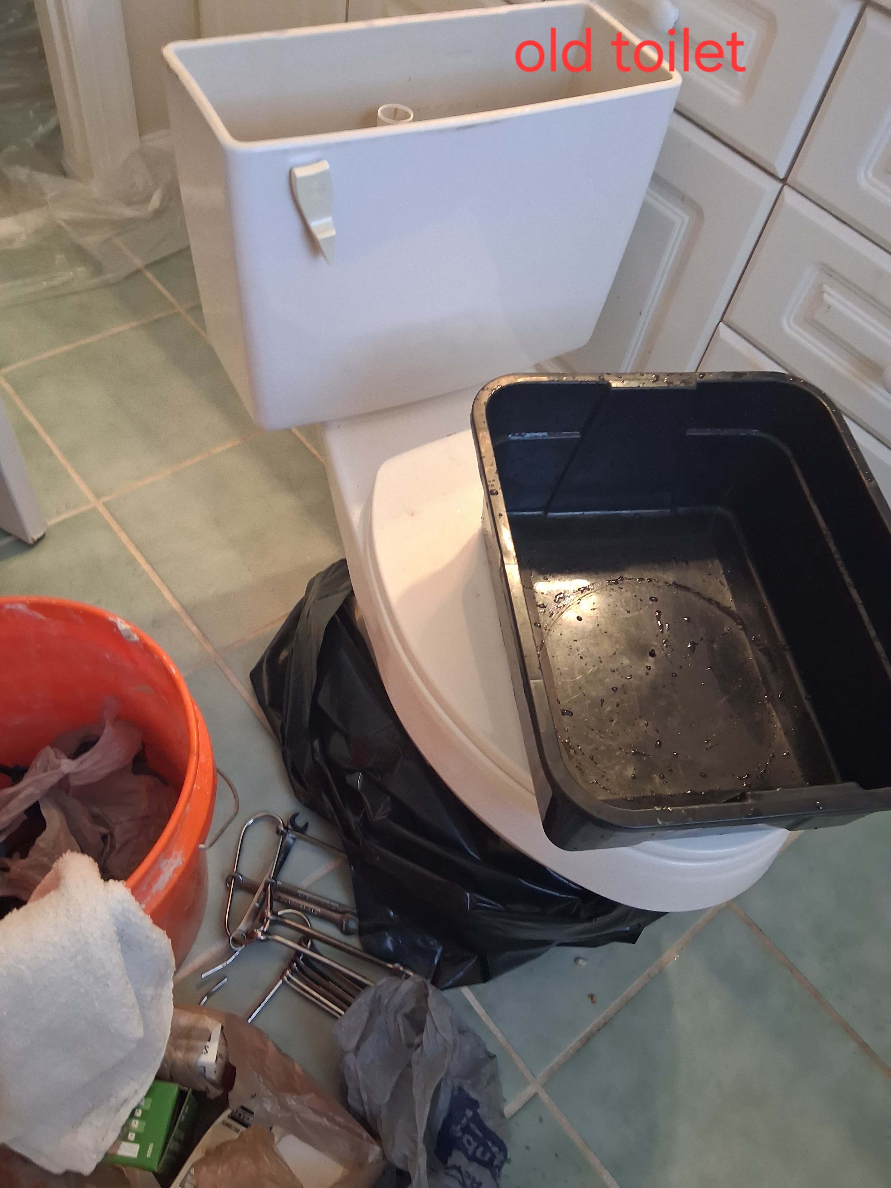 Residential toilet replacement in progress